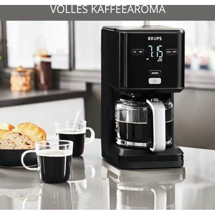 Krups Filterkaffeemaschine Smart'n Light KM6008,, 1,25l Kaffeekanne, 1,25L Kapazität, 24-Stunden-Timer, Automatische Abschaltung, Digital-Display – Bild 5