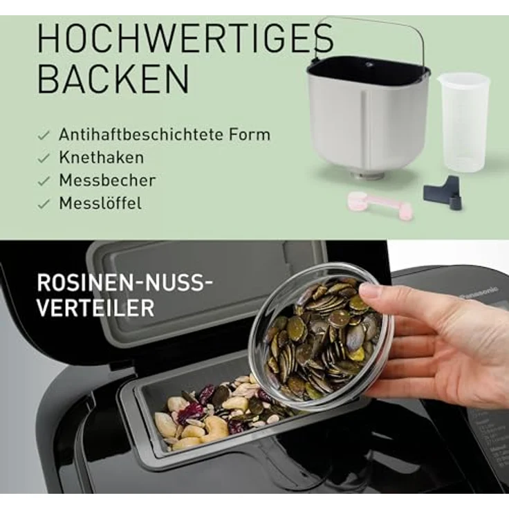 Panasonic SD-R2530 Brotbackautomat, 30 Programme, Timer, schwarz – Bild 3