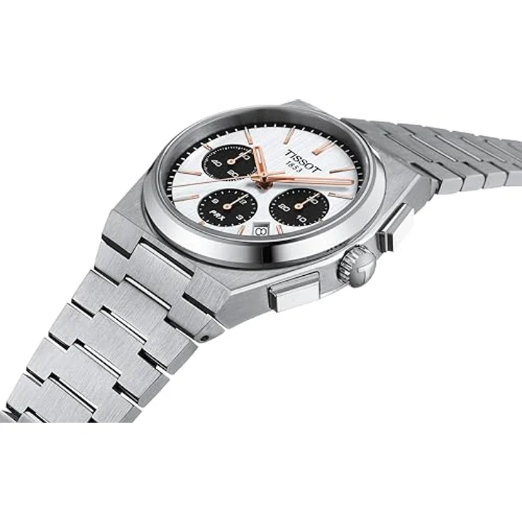 TISSOT Herren T1374271101100 PRX Automatik Chronograph mit Weißem Zifferblatt, Silberfarbenem Band und Gehäuse, Kratzfestem Saphirglas, Schnalle und Butterfly-Verschluss – Bild 4