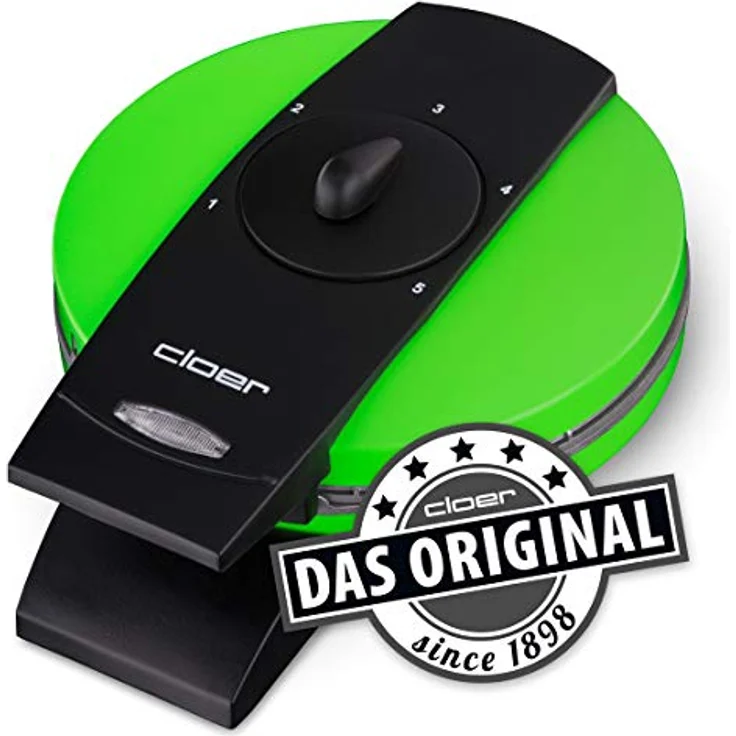 cloer 1627-14 Waffelautomat für klassische Herzchen-Waffeln - 930 W-Waffelgröße 15,5 cm-stufenlos wählbarer Bräunungsgrad, Grün – Bild 2