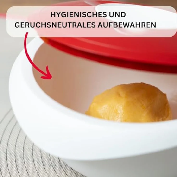 Westmark Rühr--Backschüssel mit Spritzschutz, Deckel und Ausgießer, Kunststoff, Füllvolumen: 2,5 Liter, Weiß-Rot, 3153227R – Bild 6