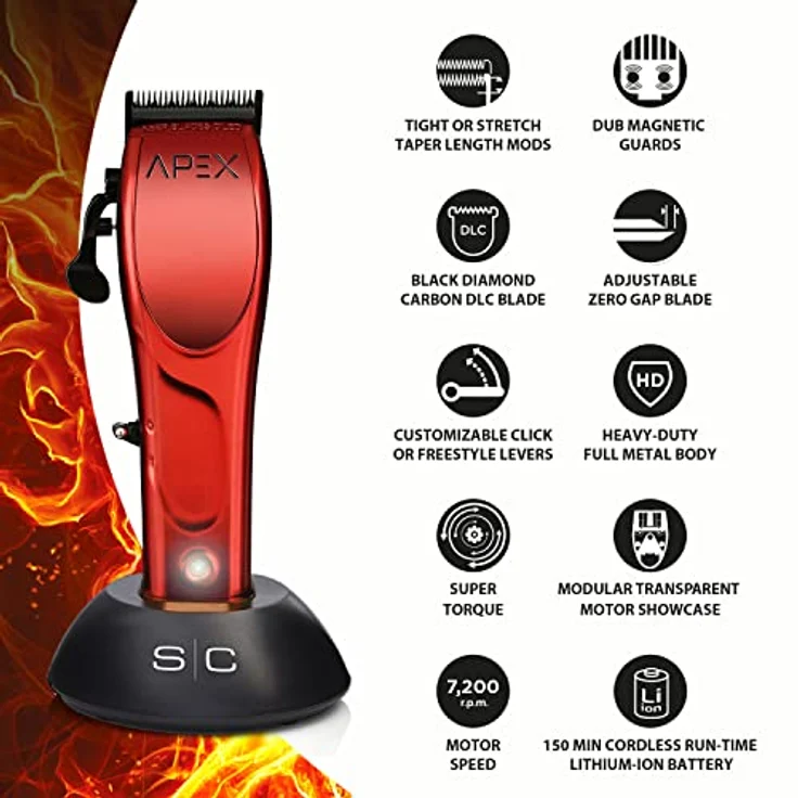 Stylecraft Professional Herrenhaarschneider hergestellt von Gamma Più, Clipper mit Rotationsmotor, 150 Minuten kabelloser Betrieb, verstellbare Klinge, 8 Kämme, Klingenhalter, Stabiles Metallgehäuse – Bild 2