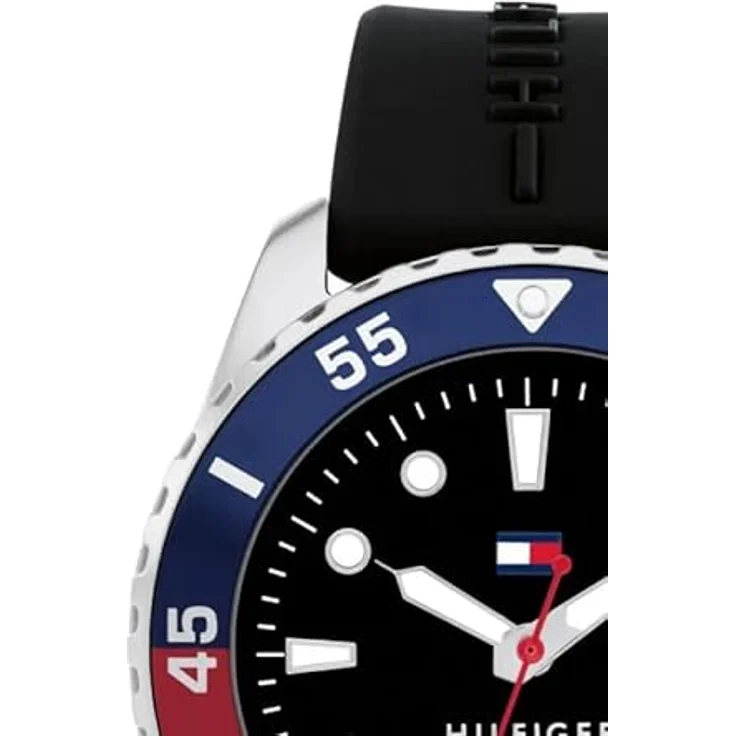 Tommy Hilfiger Kinderuhr 1720046, Edelstahlgehäuse 36 mm, schwarzes Silikonband, wasserdicht bis 100 m, Schwarz – Bild 5
