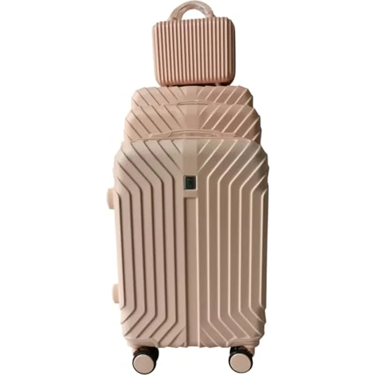 NTK-Collection Mabell 4-teiliges Kofferset, rosa, Hartschalenkoffer mit Teleskopgriff und integrierten Zahlenschloss, 115 l und Handgepäck bis 50 l