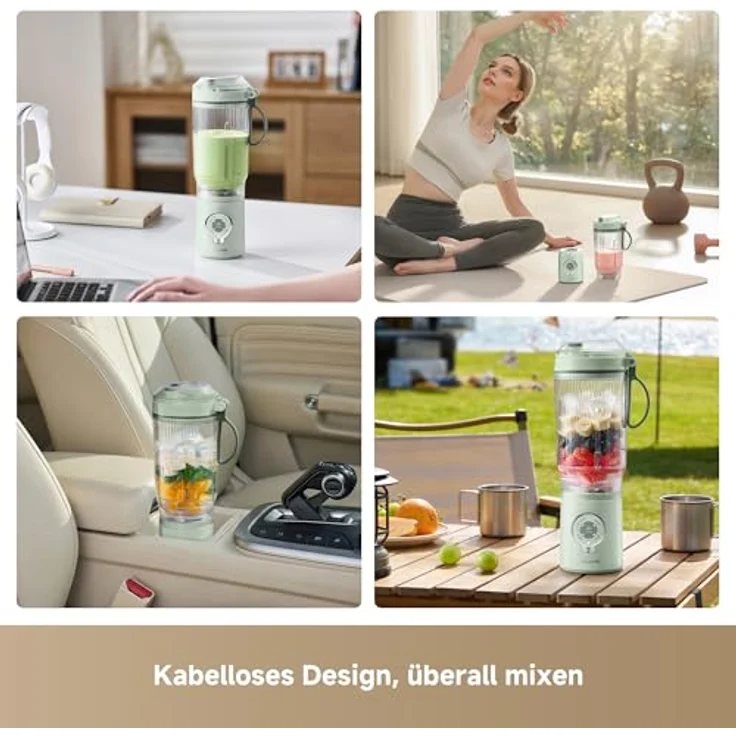 DREAME PortFresh Tragbarer Mixer, Abnehmbares Motorgehäuse, 880 ml BPA-freier Mixbecher, 5 voreingestellte Funktionen, Selbstreinigungsmodus, Spülmaschinenfest, Grün – Bild 4