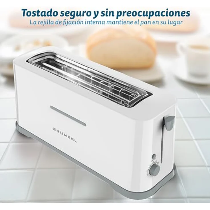 Grunkel TS40-EASYTOAST, Extra breiter Toaster mit 7-stufiger Bräunungskontrolle, abnehmbarer Krümelauffangschale und Kabelslot, 980 W, weiß – Bild 5