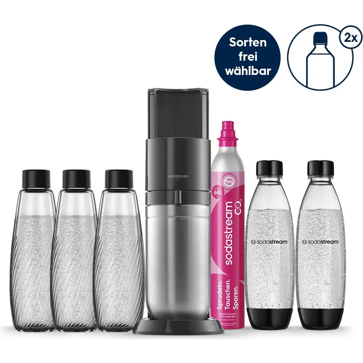 SodaStream Duo Wassersprudler, CO² System für 60L, schwarz