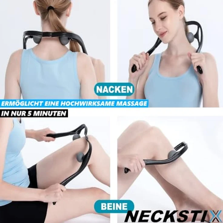 MAVURA NECKSTIX Nacken-Massagegerät, Schwarz, Massage Gerät gegen Nackenverspannungen - Leicht, ergonomisch und hocheffektiv – Bild 4