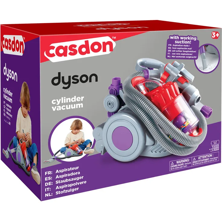 Casdon Dyson DC22 Spielzeugstaubsauger, realistische Nachbildung mit funktionalem Saugmechanismus, bunt