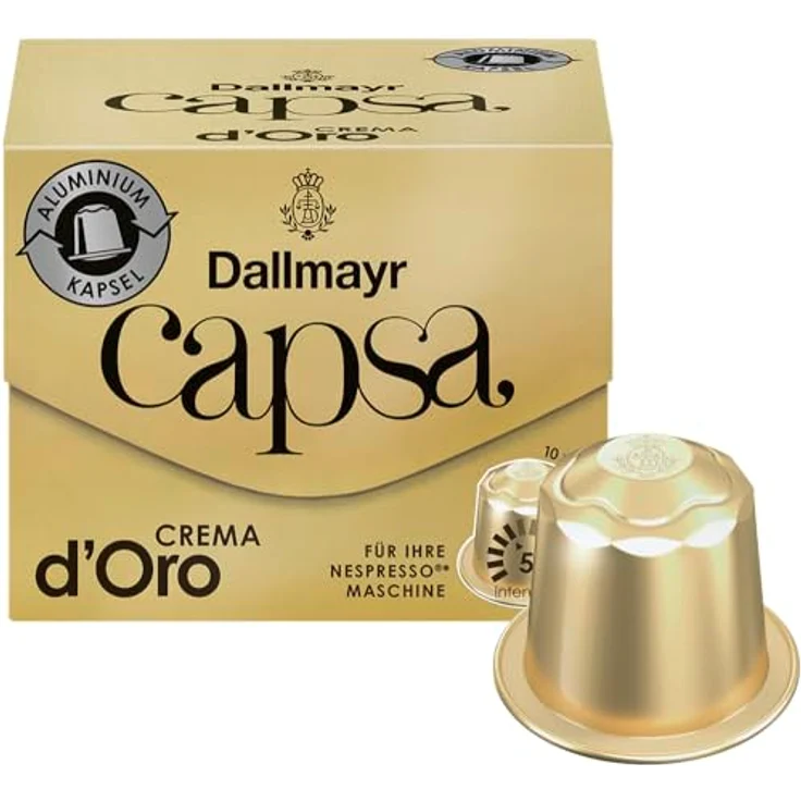 Dallmayr Capsa Crema d'Oro, Nespresso Kompatibel Kapsel, Kaffeekapsel, Röstkaffee, Kaffee, 10 Kapseln, 56 g – Bild 2