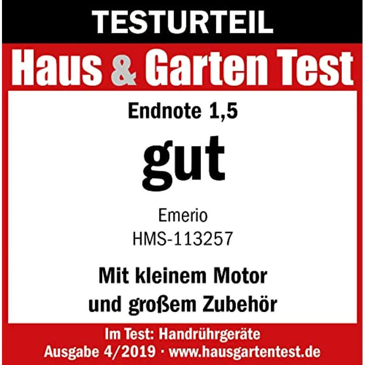 Emerio Handmixer-Set mit revolutionärem 1-Finger-Speed-Control, Quirl Mixer Zerkleinerer, 3in1, kinderleichte Handhabung, kraftvolle 300 Watt, BPA frei, Soft Griff, leicht zu reini Grau – Bild 2