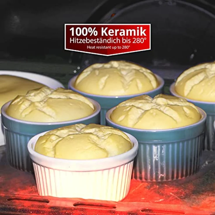 Dimono® 8er Set Dessertschalen, 170 ml, ofenfeste Keramik, gefrierschrankgeeignet, stapelbar, für Muffins und Desserts – Bild 6