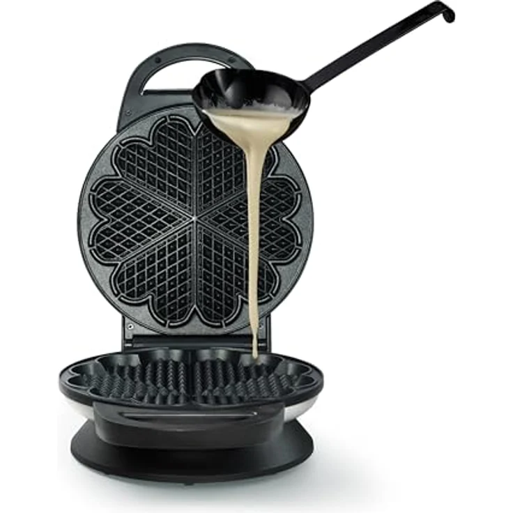 Wilfa BELL Waffeleisen, 1.400 Watt mit 23 cm großen Herzwaffeln, 7 Temperaturmodi, Alarm-Glocke und Signal-Licht, schwarz-silber – Bild 3