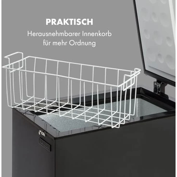 Klarstein Gefriertruhe Klein und Schmal, 51 Liter Tiefkühltruhe, Einhängekorb, Energiesparend (Weiß) – Bild 4