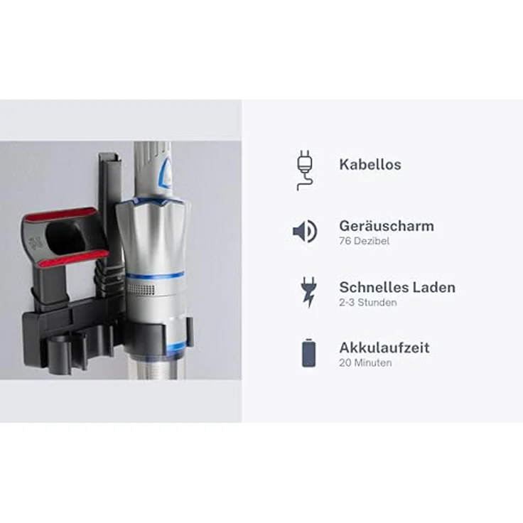 Genius Invictus One 2.0 Kleinstaubsauger Set 12-tlg., 20 min Akkubetrieb, blau – Bild 4