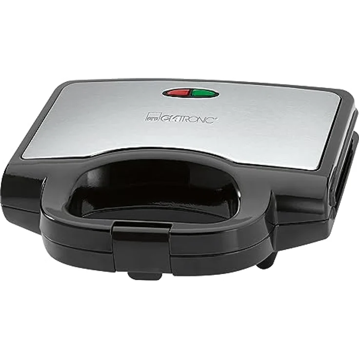 Clatronic ST 3778 Sandwichmaker, elektrischer Sandwichtoaster, Sandwich-Maker mit dreieckigen Sandwichplatten antihaftbeschichtet, automatischer Temperaturregler, 750 Watt Schwarz/Edelstahl – Bild 5