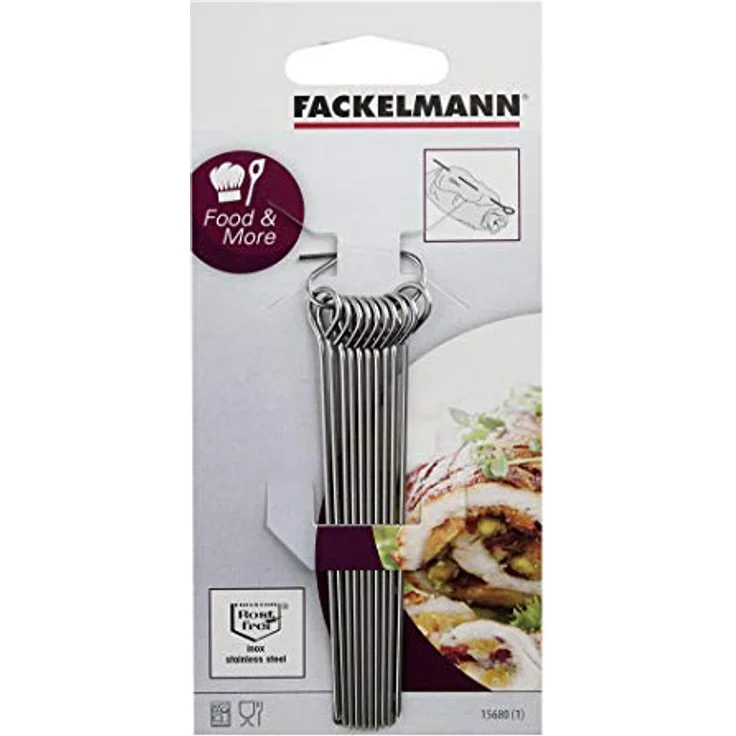Fackelmann Rouladennadeln, Fleischnadeln, Metallspieße, Cocktailspieße aus rostfreiem Edelstahl (Farbe: Silber), Menge: 10 Stück – Bild 4