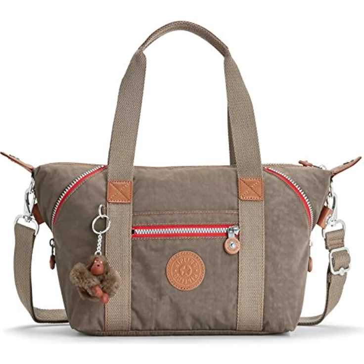 Kipling Art Mini Handtas, praktische Schultertasche mit abnehmbarem Umhängeriemen, True Beige C, Braun, mit 6 Nebenfächern und Schlüsselband – Bild 1