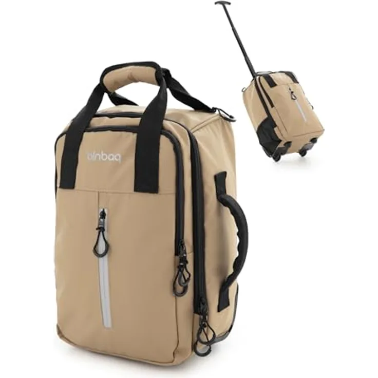 Hauptstadtkoffer Blnbag M7 Underseat-Trolley 40×20×25 cm, wasserfest, max 20L, leicht, 2 Rollen, gepolstertes Laptopfach, Champagner