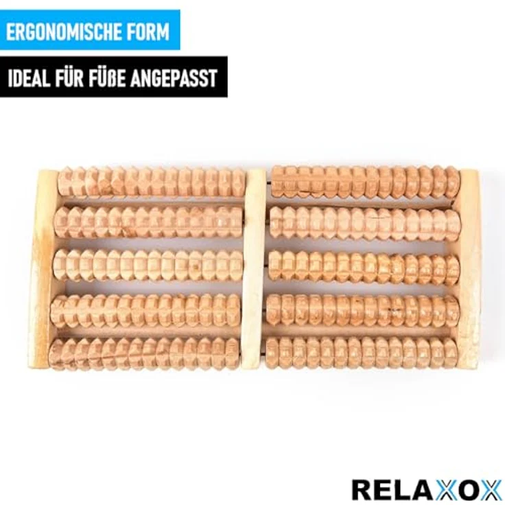 MAVURA RELAXOX Premium Fußmassageroller Holz Braun Fußmassagegerät - Entspannung auf Knopfdruck – Bild 4