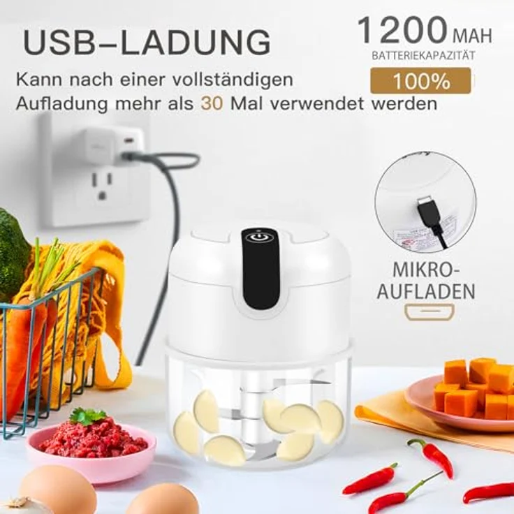 EASY SPEED EASYSPEED Zerkleinerer Elektrisch Mini, 250ml, tragbar, USB Typ-C Aufladung, für Gemüse, Fleisch, Babynahrung, Camping, Weiß: Tests, Infos & Preisvergleich