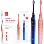 Oclean Find Duo Set Elektrische Zahnbürste, 2er Electric Toothbrush mit 5 Modi, Schallzahnbürste mit 180 Tage Akkulaufzeit, Wasserdicht nach IPX7- Pink & blau
