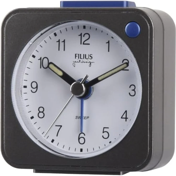 FILIUS zeitdesign Filius 0524-4 Wecker ohne Ticken, Kleinformat 5,5 x 5,5 cm, Grau – Bild 1