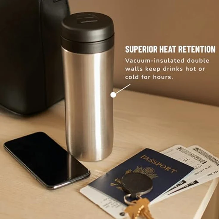 ESPRO Reise-French Press Travel Press, Mini Coffee Maker mit Thermo-Funktion, Edelstahl, Kaffee, to go, 350ml, edelstahl – Bild 6