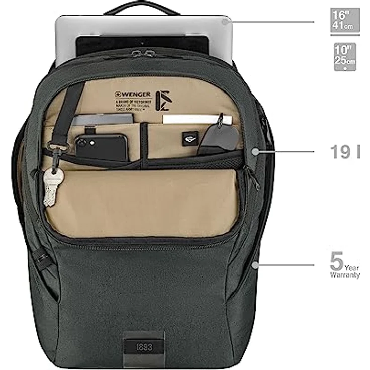 Wenger MX ECO Light Business-Rucksack mit 43 cm Laptopfach, polyester, grau, 31 cm x 18 cm x 43 cm – Bild 2