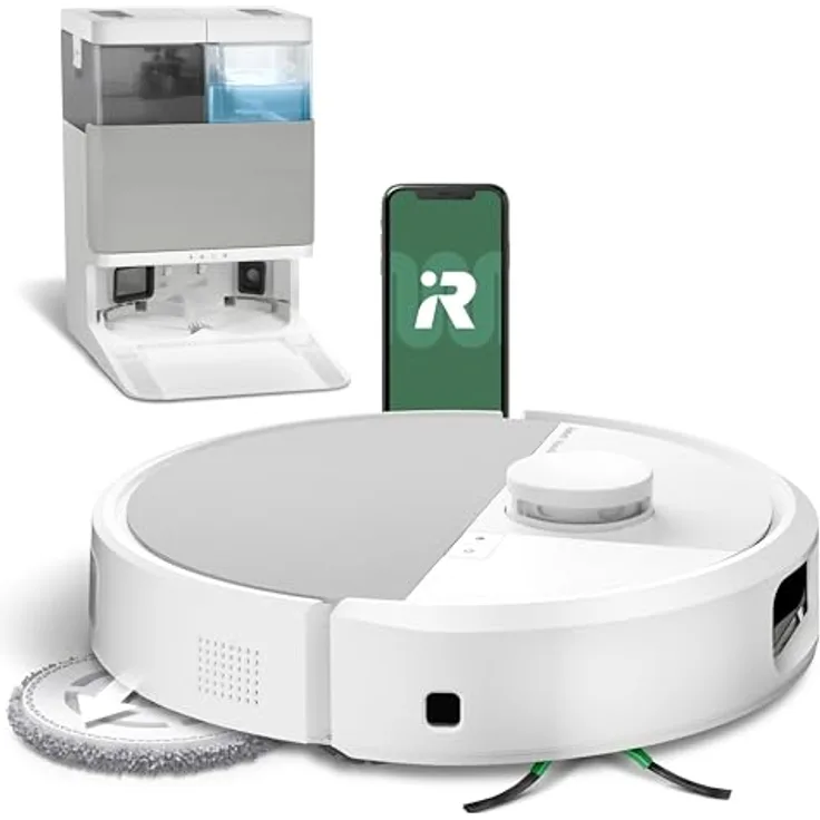 iRobot Roomba Plus 505 Combo Robot + AutoWash Dock Saugroboter mit Wischfunktion - Clearview Pro LiDAR - 7000Pa - DualClean Wischpads mit PerfectEdge - SmartScrub - Weiß