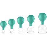 pulox Vakuum-Massager Schröpfgläser Set aus Echtglas 5 Stück - 2,5cm, 3,2cm, 4cm, 5,2cm, blau, braun, grün oder pink