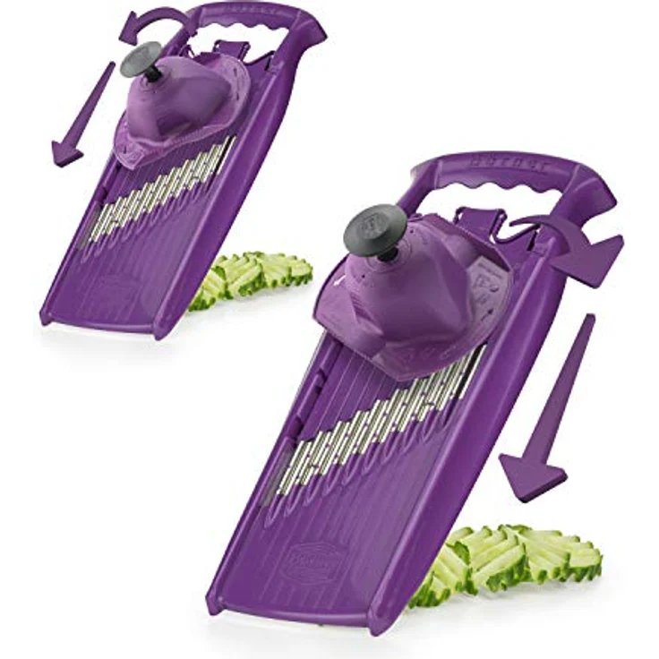 Börner Welle-Waffel PowerLine Gemüsehobel (Violett) • Wellenschneider für Gemüse • Wellen-/Waffelschnitt • Kartoffelhobel für Gitterkartoffeln – Bild 5