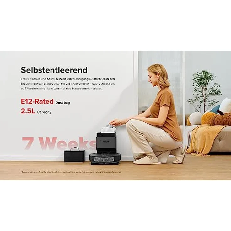 roborock S8+ Saug- & Wischroboter mit Absaugstation (Saugleistung 6000Pa, 180min Akkulaufzeit, 350ml Staub- / 300ml Wassertank, DuoRoller, Schall-/Auto-Lifting-Wischsystem, App-/Sprachsteuerung), schwarz – Bild 3