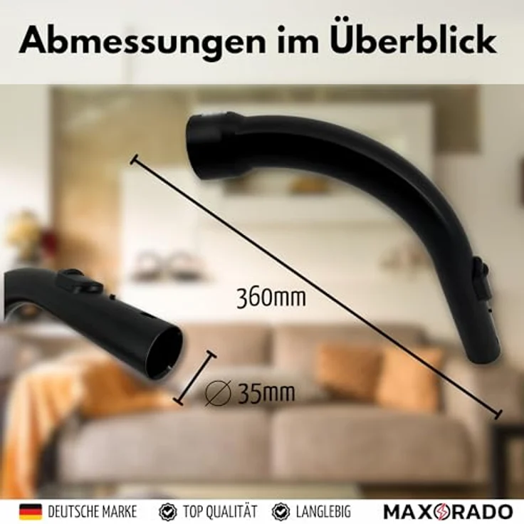 Maxorado Staubsaugerrohr Handgriff für Miele S8340, S771, S712, mit Saugkraftregler und gebogener Form, Zubehör für Miele Staubsauger – Bild 3