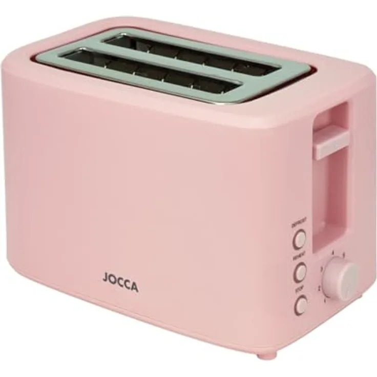 JOCCA Sweet Toaster Rosa, 700W mit 2 breiten Schlitzen, 7 Bräunungsstufen & Auftaufunktion