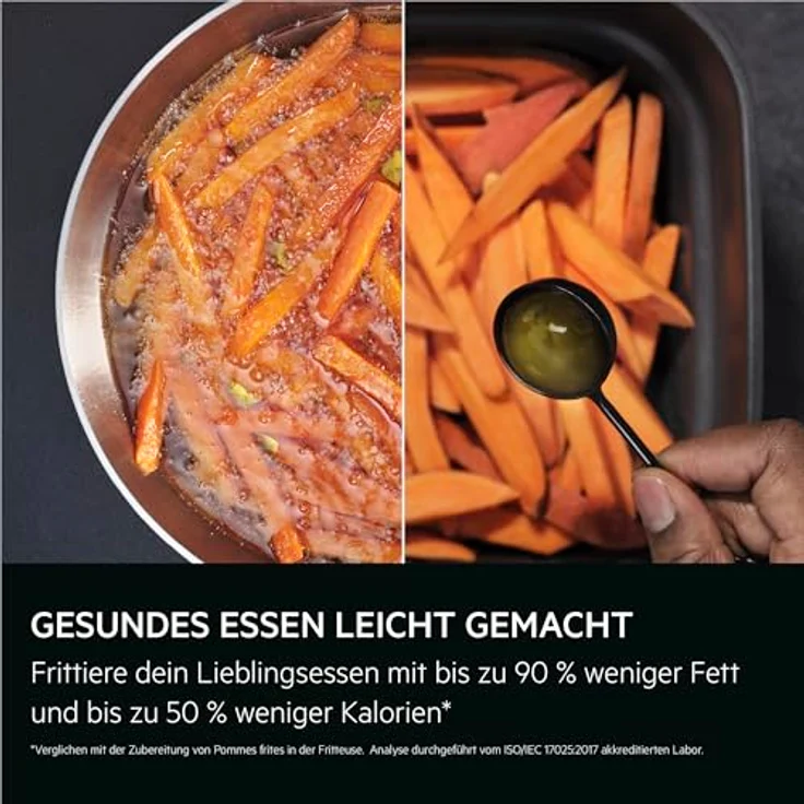 AEG AAFD11B Doppelkorb-Heißluftfritteuse 11 L, 2 Fächer, 8 Automatikprogramme, Sichtfenster, Innenbeleuchtung, spülmaschinenfest, Touch-LED-Display – Bild 4