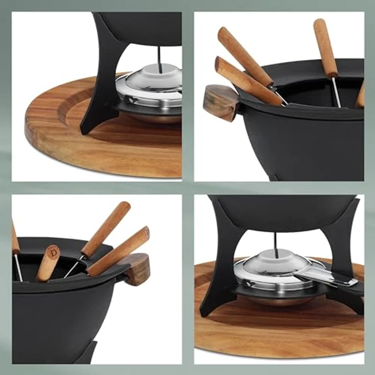 kela Fondue-Set Country Gusseisen schwarz 21,5cm 27cmØ, 27x27x21,5 cm – Bild 6