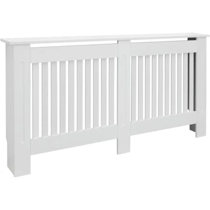 ECD Germany Heizkörperverkleidung Landhausstil, 152x19x82cm, Weiß, MDF lackiert, selbstmontierbar mit Regaloberfläche – Bild 1