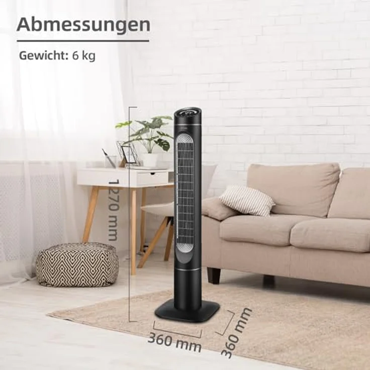 Be Cool Turmventilator, 85W mit LED-Display, schwenkbar, Timerfunktion und Negativ-Ionen-Reinigung – Bild 7