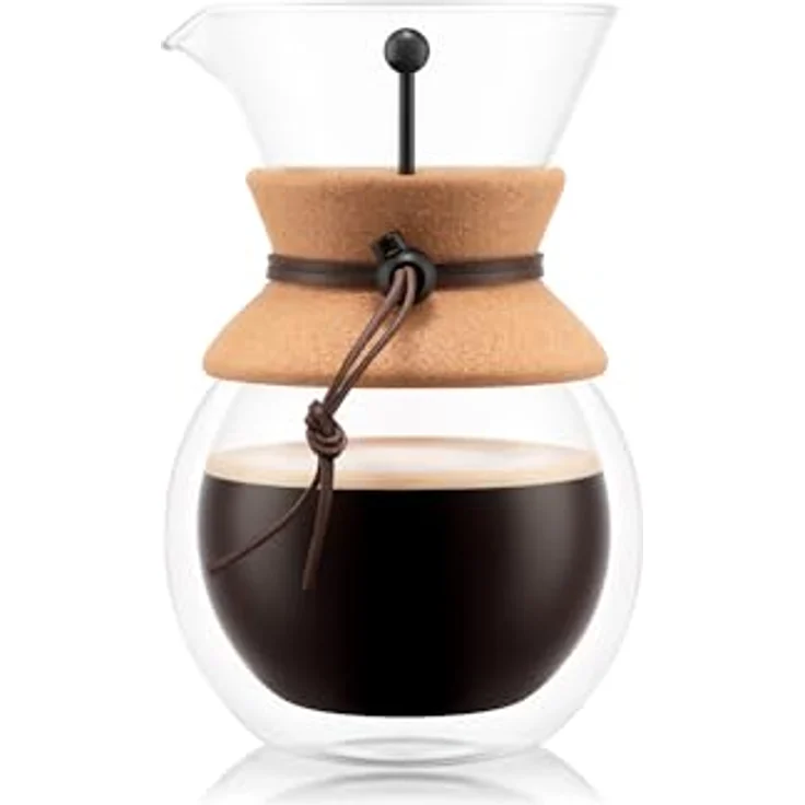Bodum POUR OVER Doppelwandiger Kaffeebereiter mit Permanent Edelstahl Kaffeefilter, 8 Tassen, 1.0 l kork – Bild 6