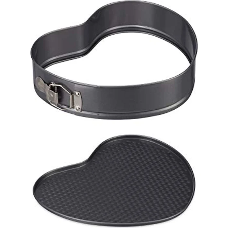 Relaxdays XL Backform Herz, romantische Kuchen & Torten, antihaft, Springform, BxT: 28,5 x 25 cm, Carbonstahl, anthrazit – Bild 8
