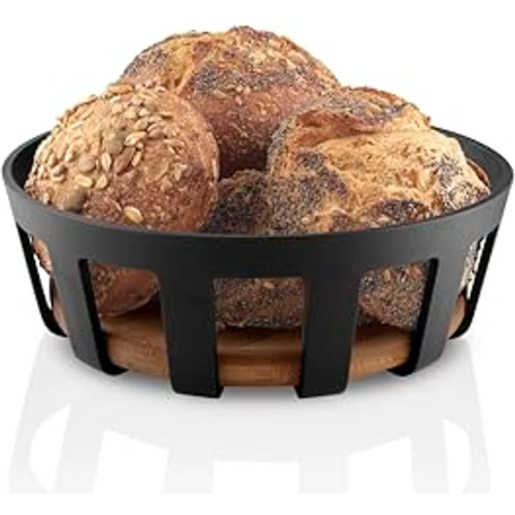 Eva Solo Nordic Kitchen Brotkorb | Schlichtes Design aus Bambus und mattschwarzem Kunststoff | Zum stilvollen Servieren von Brot und Brötchen | black – Bild 2
