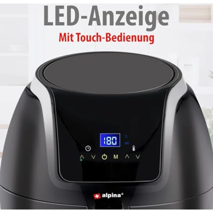 alpina Heißluftfritteuse - 5 Liter - 230V - Airfryer - Digitaler Touchscreen - Huhn, Gemüse, Brot, Muffin - 7-8 Personen – Bild 7