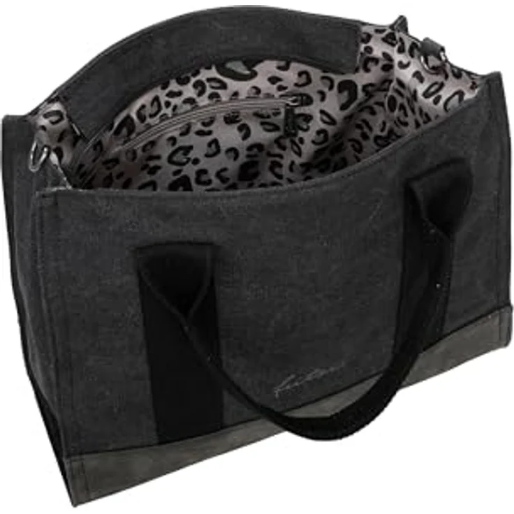 Fritzi aus Preußen Handtasche, große Canvas Tasche 40 cm, Schwarz, abnehmbarer Schulterriemen, crossbody tragbar – Bild 6