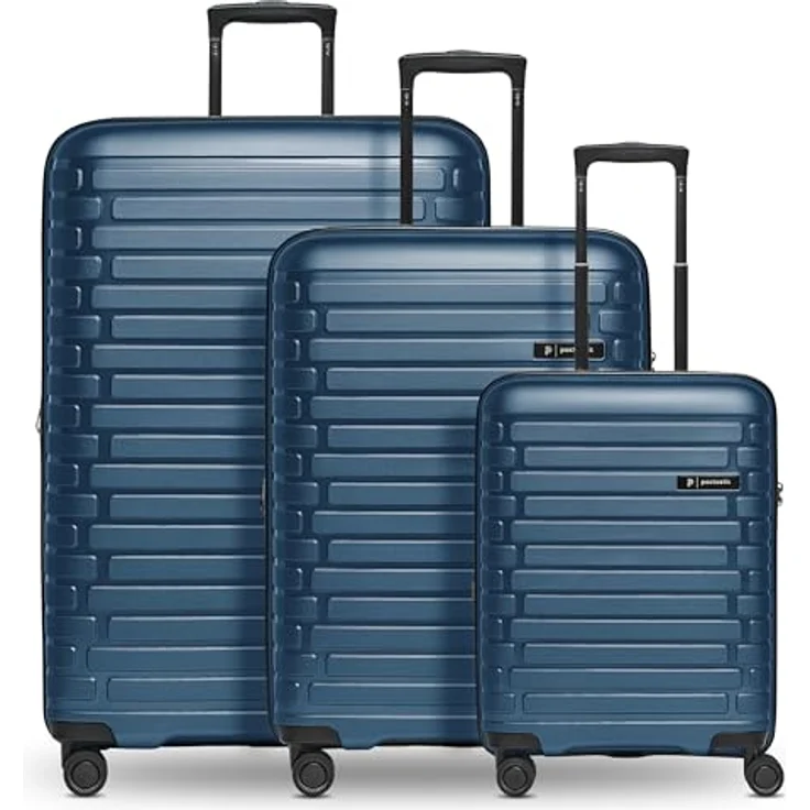 Pactastic Pactastic Collection 04 THE THREE SET, 3-teiliges Kofferset mit Dehnfalte, 4 Rollen, navy blue-metallic, 100% Polypropylen, 52 cm x 31 cm x 75 cm – Bild 1