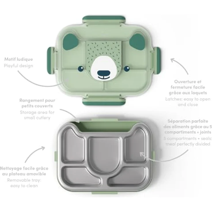Monbento Wonder Kinder Lunchbox, 5 Fächer, BPA-frei, Grün, spülmaschinenfest – Bild 4