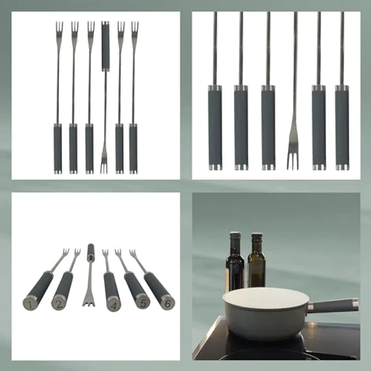 Kela 16564 Käsefondue-Set, 10-teilig, Keramisch beschichtet, Aluguss, Induktionsgeeignet, 1 L Lancy, grau – Bild 6