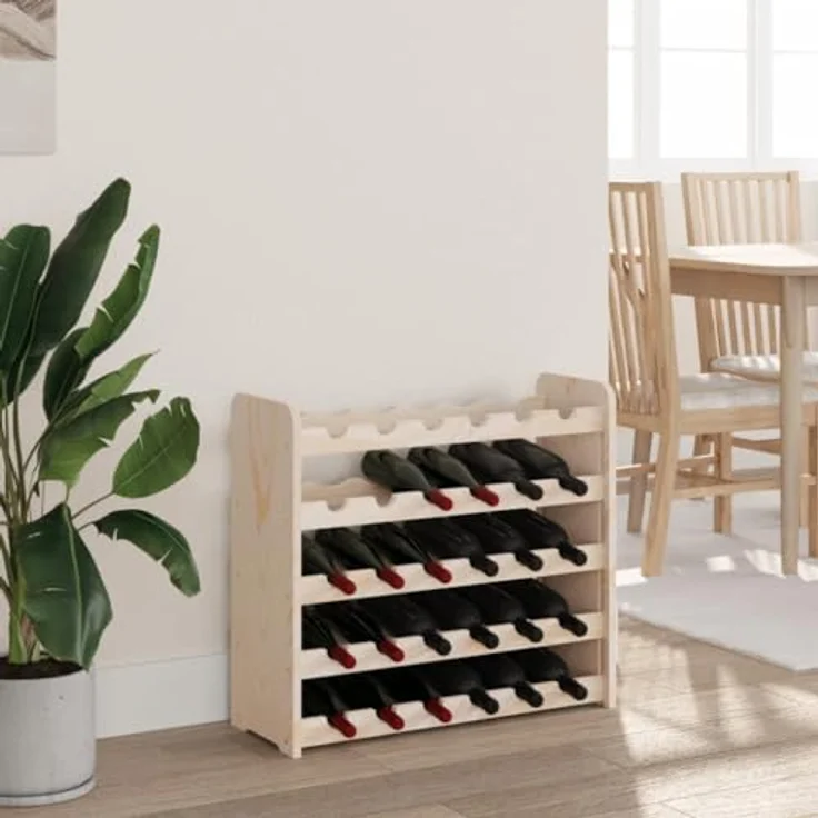 vidaXL Weinregal, Flaschenregal mit 5 Ebenen Wellen-Design, Flaschenständer für 30 Flaschen, Weinschrank Weinständer, Massivholz Kiefer – Bild 4