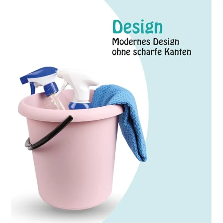 ProHome Putzeimer 5 Liter, 2-tlg. Kunststoff-Eimer in Rosa, Grün oder Anthrazit, BPA-frei, mit Mess-Skala, Made in EU – Bild 4