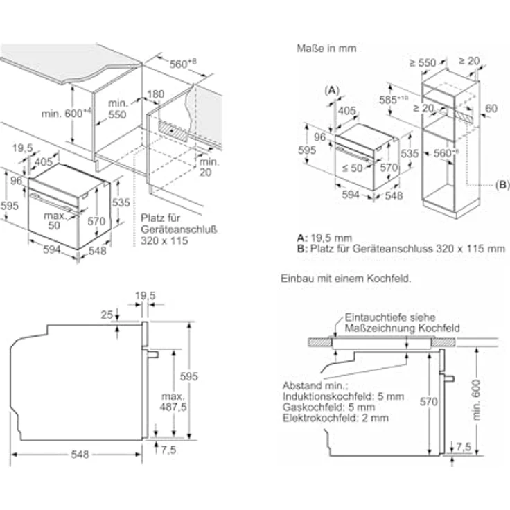 Siemens iQ500 HB537GES3 Einbaubackofen, Edelstahl/Schwarz, 71 Liter, Hydrolyse, Teleskopauszug, 10 automatische Kochprogramme – Bild 7
